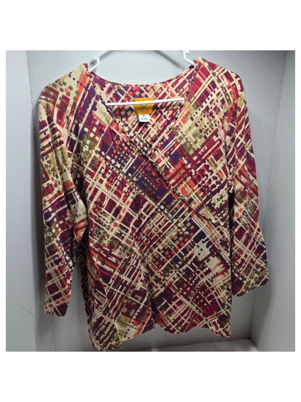 Women's Ruby Rd. XL Red Purple Abstract Tunic Top